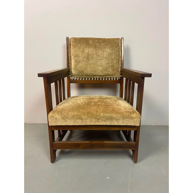 Wood Antique Dutch Haagse School Oak Armchair by L.O.V. Meubelfabriek, Oosterbeek, the Netherlands, 1920s For Sale - Image 7 of 14