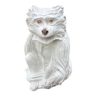 1960s Italian Glazed Ceramic Monkey Sculpture For Sale