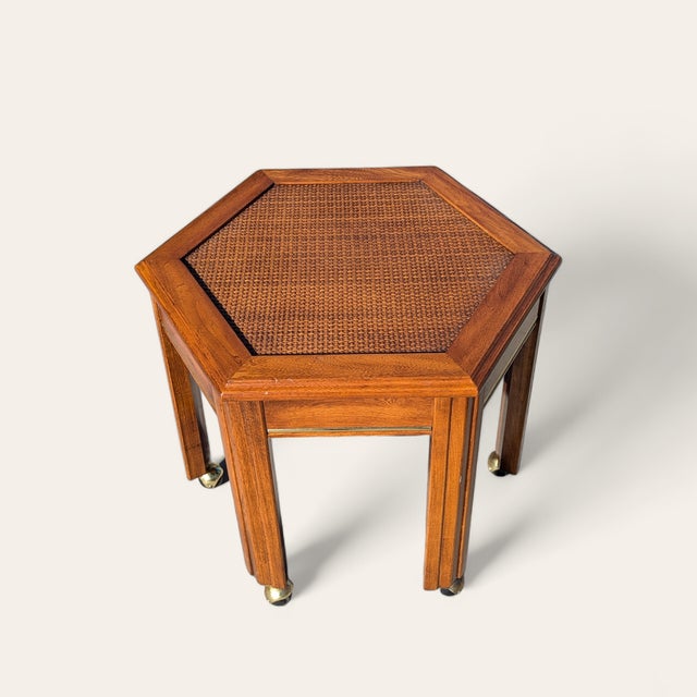 Mid-Century Modern 1970s Mersman Mid-Century Hexagonal Wood Side Table For Sale - Image 3 of 16
