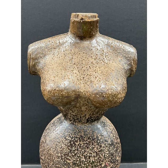 Late 20th Century Late 20th Century Carved Wood Female Torso Sculpture For Sale - Image 5 of 10