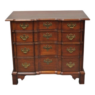 Vintage Chippendale Style Solid Mahogany Block Front Bachelor Chest of Drawers For Sale