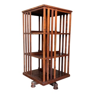 Revolving Three-Tier Bookcase with Slatted Sections on Revolving Base, 1900s For Sale