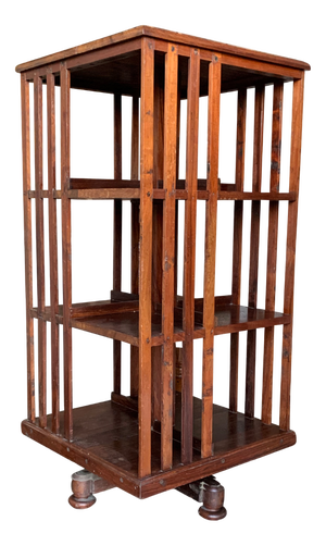 Revolving Three-Tier Bookcase with Slatted Sections on Revolving Base, 1900s