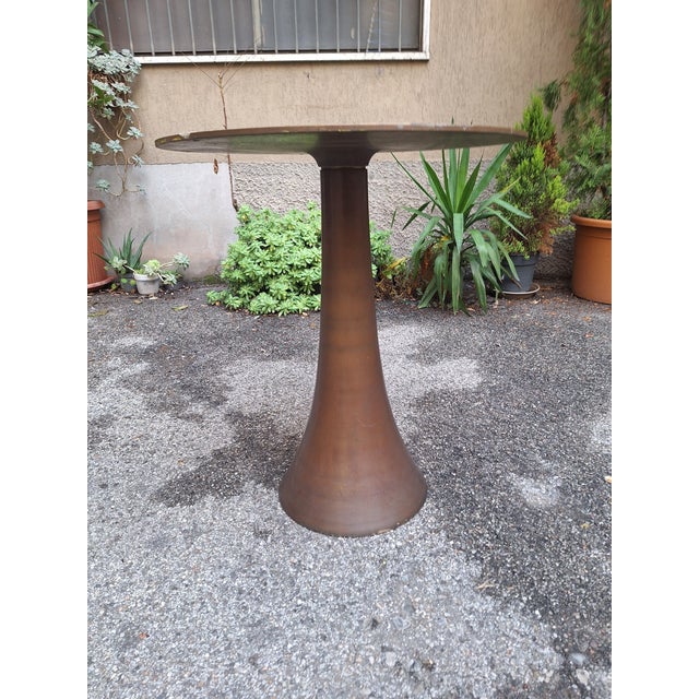 Vintage Model 302 Table with Bronze Leg and Wooden Top by Angelo Mangiarotti for Bernini, 1960s For Sale - Image 12 of 17