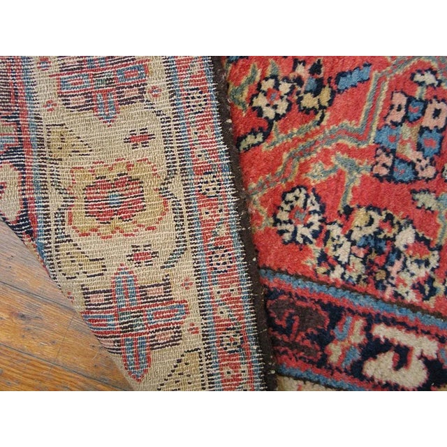 Remarkable Red Color With Medallion and Floral Design Antique N W Hallway Rug For Sale - Image 4 of 9