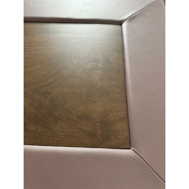 Custom Ottoman on Wheels With Walnut Insert For Sale - Image 4 of 8