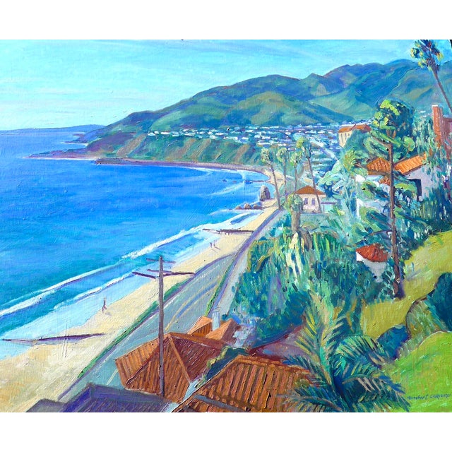 Fine art French Oil painting painted in Plein air in the Pacific Palisades community in Los Angeles. Excellent quality...