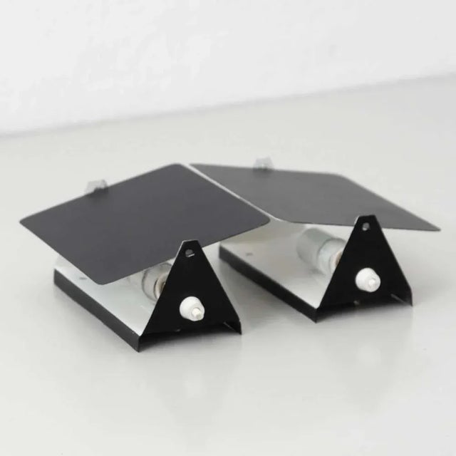 Mid-Century Modern Black Metal CP-1 Wall Lights attributed to Charlotte Perriand, Set of 2 For Sale - Image 3 of 12