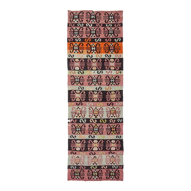 Vintage Decorative Turkish Kilim Runner - 3`9 For Sale