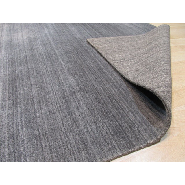 12x15 Charcoal Gray Modern Strie Hand-Knotted Wool and Viscose Rug For Sale - Image 4 of 5