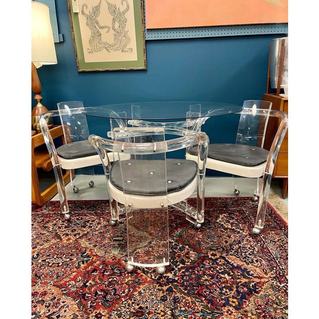 1970s 1970s Charles Hollis Jones Lucite Table With 3 Chairs - Set of 5 For Sale - Image 5 of 8