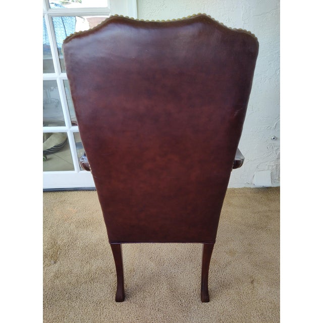Burgundy Burgundy Naugahyde Queen Anne Open Armchair - Late 20th Century For Sale - Image 8 of 11