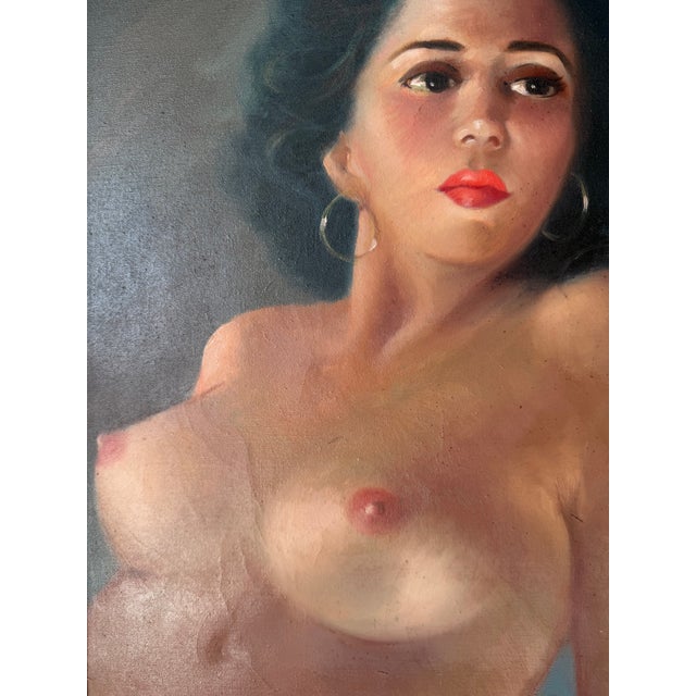 1960s 1960’s Vintage Female Nude Portrait Oil Painting on Canvas – Framed For Sale - Image 5 of 12
