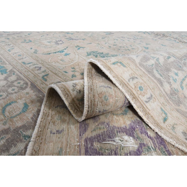 1970s Vintage Persian Handmade Wool Cotton Blue Area Rug For Sale - Image 4 of 11