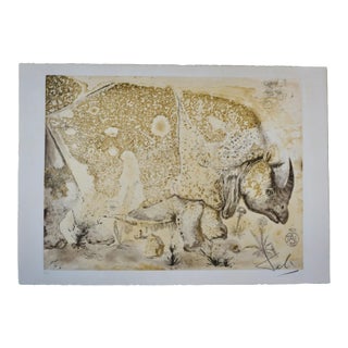 Dali Rhinoceros Hand Signed Numbered Etching Very Rare Surreal Art For Sale