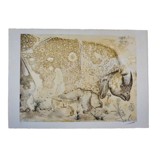 Dali Rhinoceros Hand Signed Numbered Etching Very Rare Surreal Art For Sale