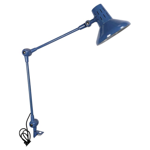 Blue Italian Mid-Century Modern Blue Metal Table Lamp with Clamp, 1970s For Sale - Image 8 of 8