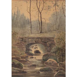 European Artist, Landscape with River, Watercolor For Sale