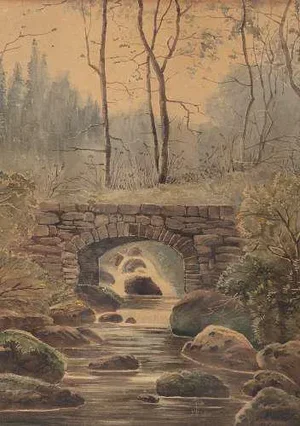 European Artist, Landscape with River, Watercolor