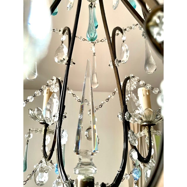 Large Louis XV Chandelier in Blue Murano Glass and White Crystal, 1950 For Sale - Image 14 of 17