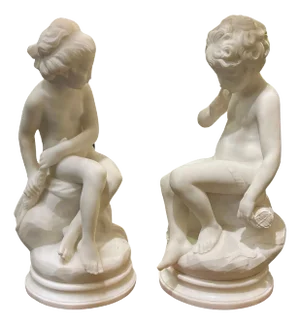 Psyche and Cupid Marble Statues After Etienne-Maurice Falconet - A Pair