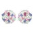 Emerald Ruby and Sapphire Flower Blossom Stud Earrings in 18k Solid White Gold- 2 Pieces For Sale