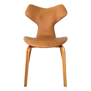 1950s Attributed to Arne Jacobsen Leather "Grand Prix" Chair For Sale