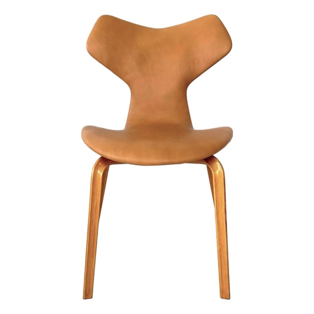 1950s Attributed to Arne Jacobsen Leather "Grand Prix" Chair For Sale