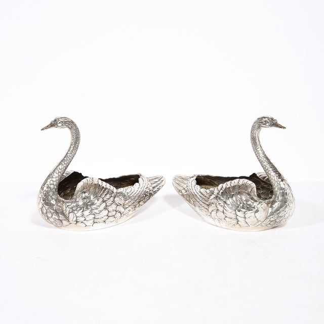 Pair of Sterling Silver Swan Decorative Bowls Signed Gorham Sterling For Sale In New York - Image 6 of 13