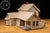 Handcrafted architectural folk art house model constructed from wood with hand-drawn architectural details throughout. The...