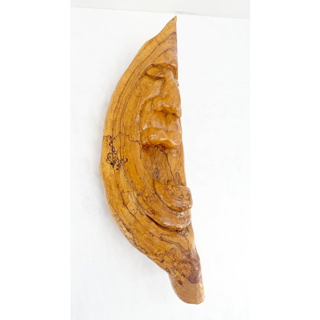 Large 40" Tall Carved Lacquered Solid Teak Moon Face Wall Hanging Sculpture NICE For Sale - Image 9 of 9