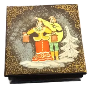 1980s Gorgeous Lacquer Ware Hinged Trinket Box