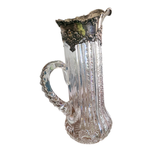 Antique Crystal and Sterling Silver Mounted Pitcher