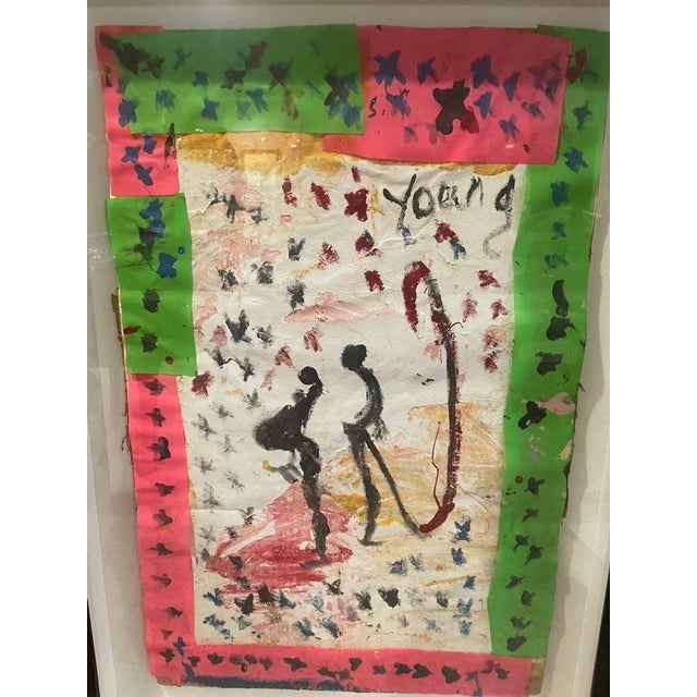 Purvis Young Original Purvis Young 1990s Mixed Media Painting, Signed, 36.50” X 26” For Sale - Image 4 of 8