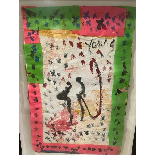 Purvis Young Purvis Young 1990 Mixed Media Painting Framed, Signed, 36.50” X 26” For Sale - Image 4 of 9