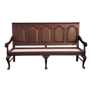 George III Oak Paneled Back Settle Bench For Sale