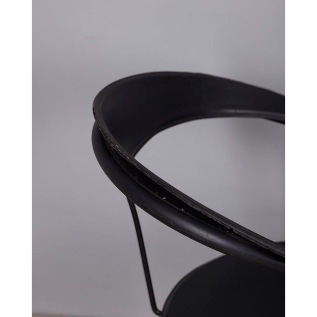 Black Vintage Metal and Leather Canasta Chairs by Arben, Italy, 1970s, Set of 2 For Sale - Image 8 of 12