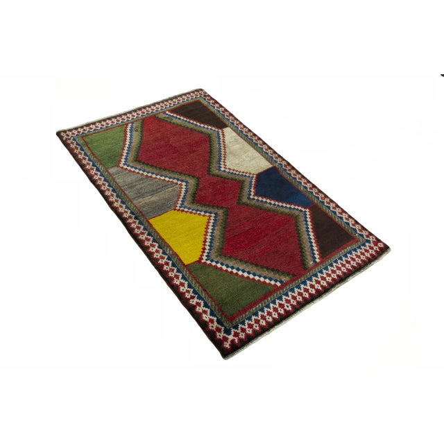 Mid-Century Modern Hand-Knotted Gabbeh Nomad Rug For Sale - Image 3 of 11