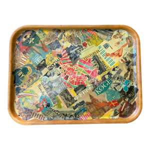 Vintage Handmade Wood Decoupage Denmark Travel Tray