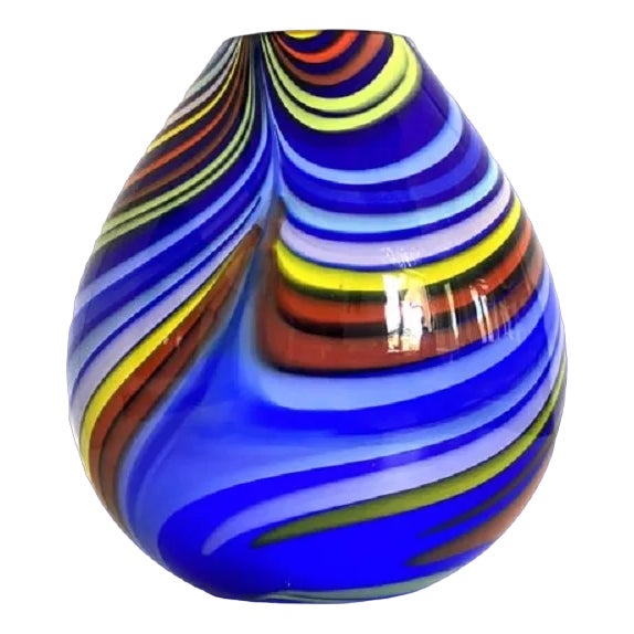 Artistic Vase in Murano Glass with Colored Reeds by Simoeng For Sale