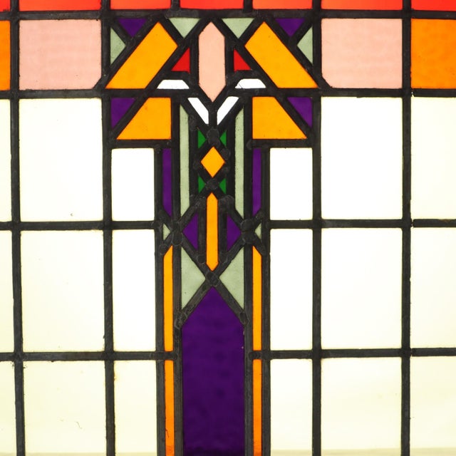 Glass Art Deco Amsterdam School Stained Glass Window, 1930s For Sale - Image 7 of 16