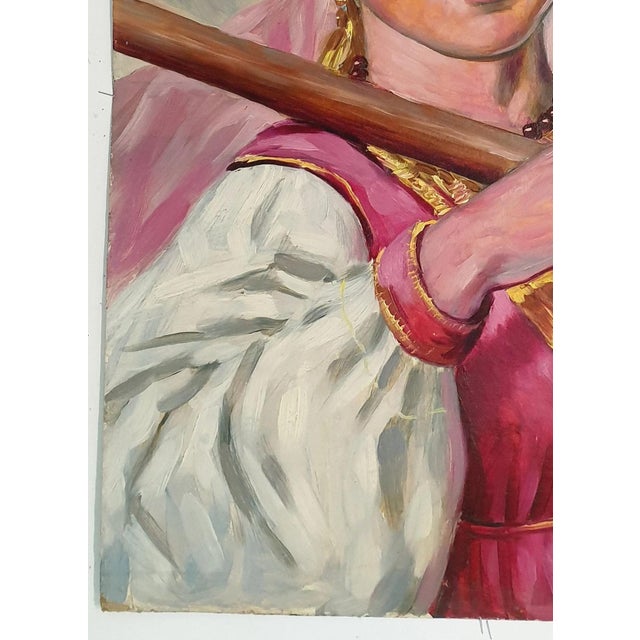 1970s 1970s Oil Portrait Painting: Ukrainian Artist, Young Girl 69-50 For Sale - Image 5 of 6