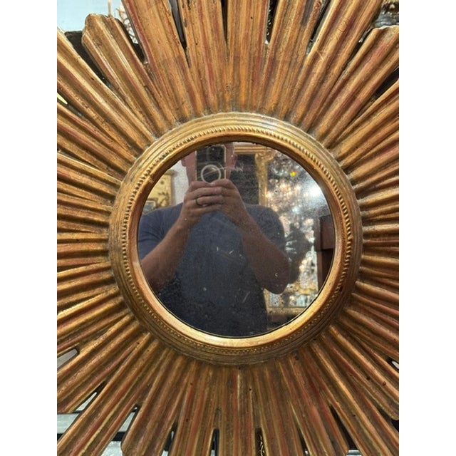 Italian Carved and Giltwood Sunburst Mirrors For Sale - Image 4 of 6