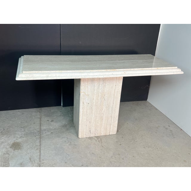 Stone International 1980s Travertine Console Table For Sale - Image 4 of 10