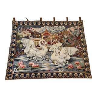1991 French Faberge Franklin Mint “Swan Lake” Tapestry by Marc Waymel For Sale