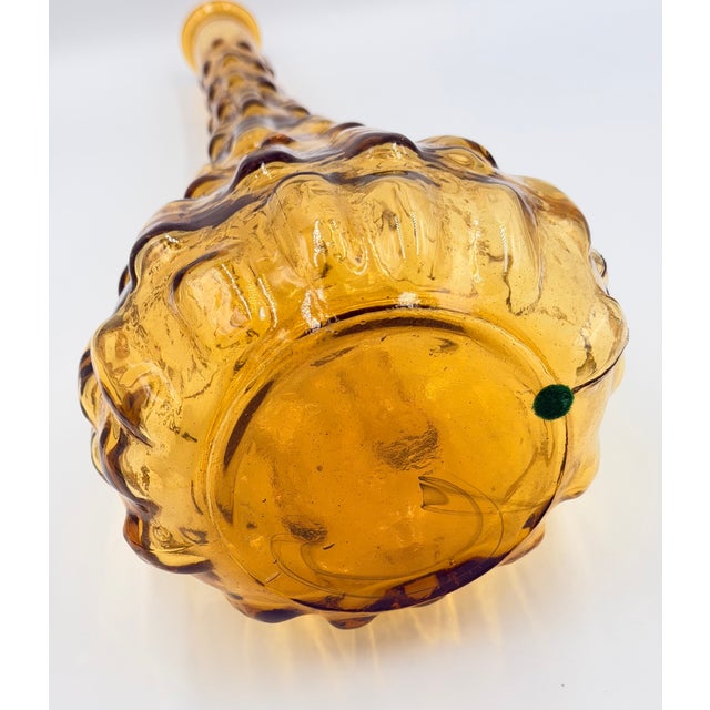 Glass Vintage Italian Empoli Amber Glass Decanter Genie Bottle Bud Vase No Stopper For Sale - Image 7 of 8