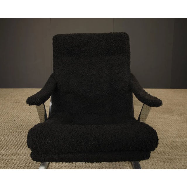 Vintage Mid-Century Milo Baughman Style Chrome Lounge Chair With Black Bouclé, 1970s For Sale - Image 10 of 18