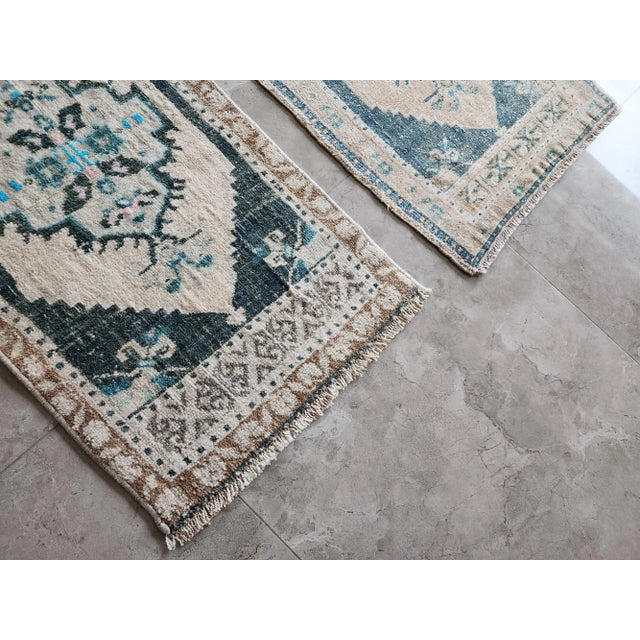 1970s Set of Two Distressed Turkish Small Rug - a Pair Ethnic For Sale - Image 5 of 9