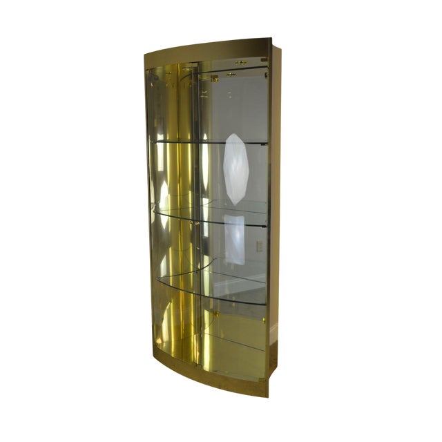 Mastercraft Mid Century Modern Brass Bow Glass Curio Display