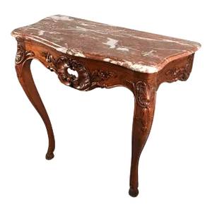 1750 German Baroque Oak with Marble Top Console Table